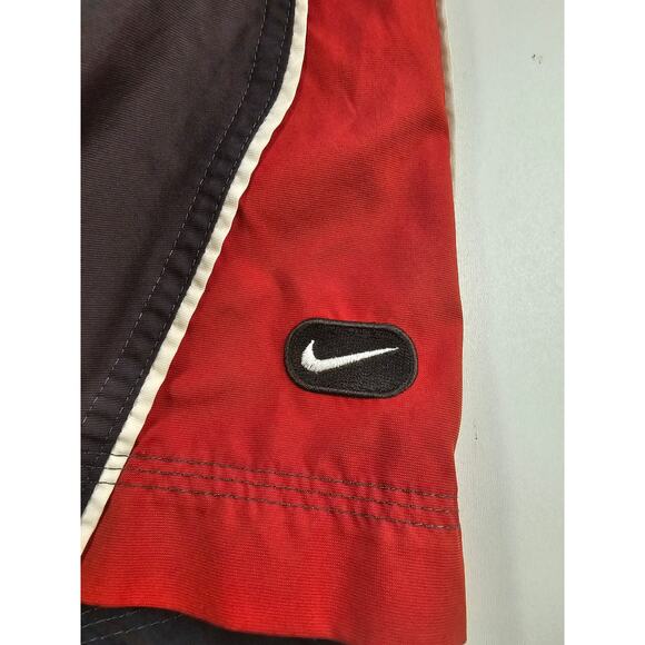 Vintage mens swim trunks suit brief net XXL 42" drawstring waist EUC black red ^ - Picture 2 of 8